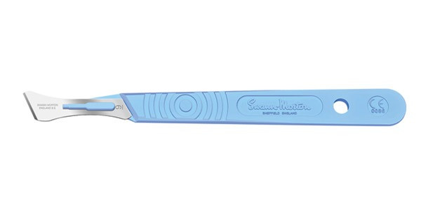 Swann Morton Disposable Scalpels Size 9, Sterile, 10 Per Box, Blue Handle, Single Use, For Surgical Use