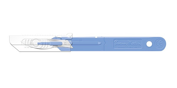 Swann Morton Retracting Guard Safety Scalpels Size 23, Sterile and Non-Sterile, Guarded Blade Design