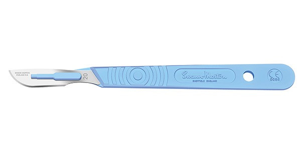 Swann Morton Disposable Scalpels Size 20, Stainless Steel, Sterile and Non-Sterile, Blue Handle