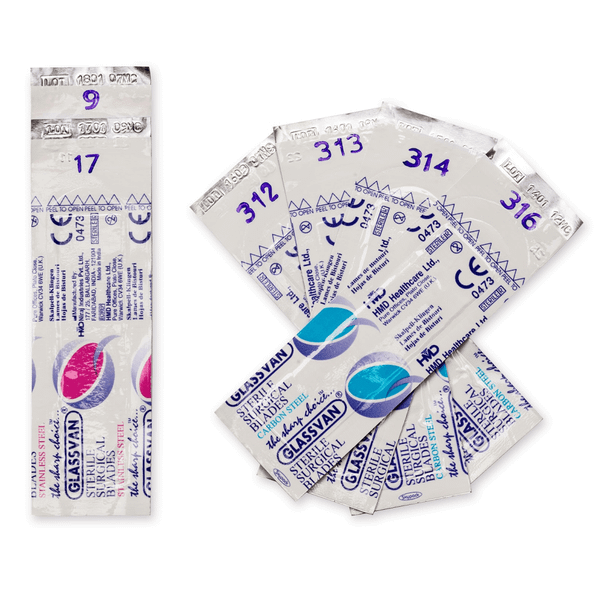 GLASSVAN Podiatry Blades – Packaged 12 to a box – 8 Configurations – Sterile and Single-Use