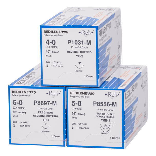 REDILENE PRO Non-Absorbable Monofilament Polypropylene Suture with Needle – Packaged 12 to a box
