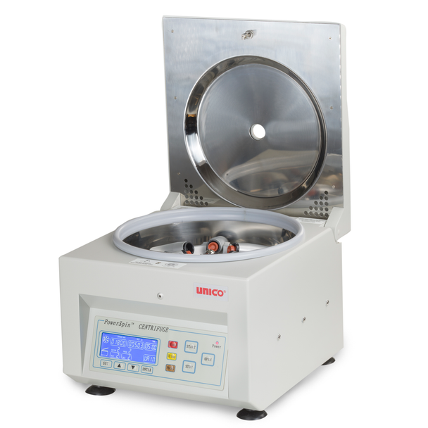 Unico PowerSpin Benchtop Centrifuge – Variable Speed 1,000-3,400 RPM with 0 RPM Safety Lid Latch