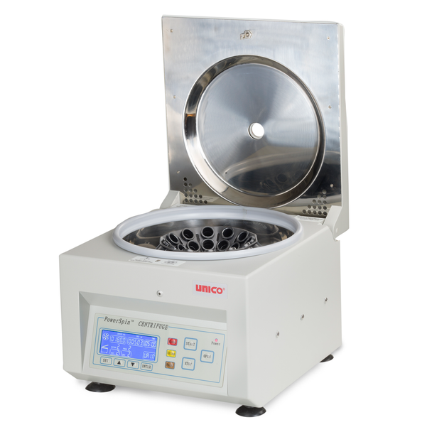 Unico PowerSpin Benchtop Centrifuge – Variable Speed 1,000-3,400 RPM with 0 RPM Safety Lid Latch