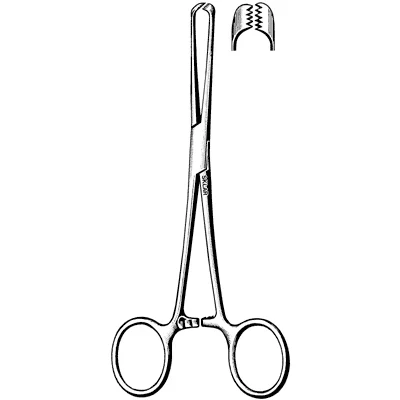 Sklar Allis Tissue Forceps – 9-1/2 in, Straight, 5X6 Teeth, Finger rings with ratchet Handle, Sklar OR Grade