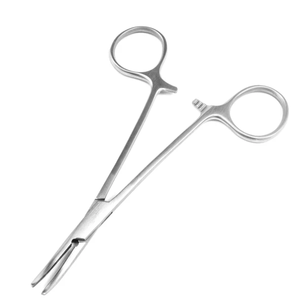 Sklar Halsted Mosquito Hemostatic Forceps – 5 in, Curved, Serrated Edge, Finger rings with ratchet Handle