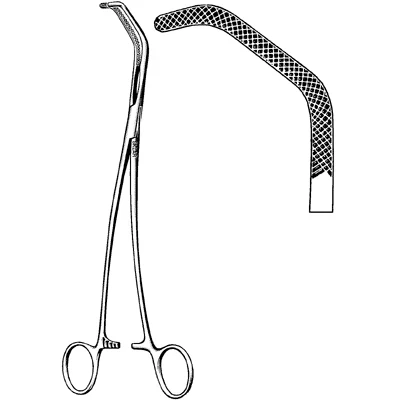 Sklar Satinsky Vena Cava Clamp – 9-1/2 in, Angled, Serrated Edge, Sklar OR Grade, Reusable