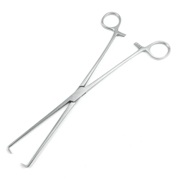 Sklar Schroeder Tenaculum Forceps – 10 in, Straight, 1x1 Teeth, Smooth Edge, Finger rings with ratchet Handle