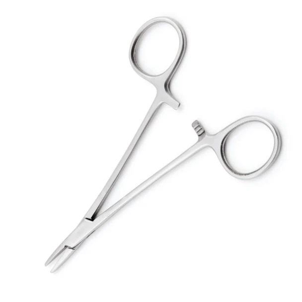 Sklar Webster / Halsey Needle Holder – 5-1/4 in, Straight, Smooth Edge, Finger rings with ratchet Handle