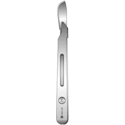 Sklar Sterile Disposable Scalpels – #21, Curved, Sharp, Blade Edge, Flat plastic Handle, Sklar OR Grade