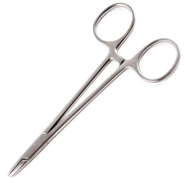 Sklar Econo Sterile Baumgartner Needle Holder – 5-1/2 in, Straight, Cross-serrated with groove Edge
