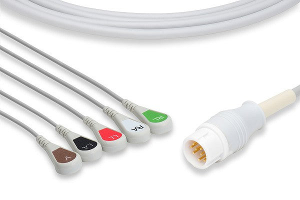 Cables & Sensors Philips Compatible Direct-Connect ECG Cable – 2 Configurations, 3 Leads Pinch/Grabber