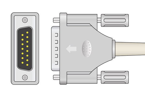 Cables & Sensors Philips Compatible Direct-Connect EKG Cable – 3 Configurations, 10 Leads Pinch/Grabber 10 ft
