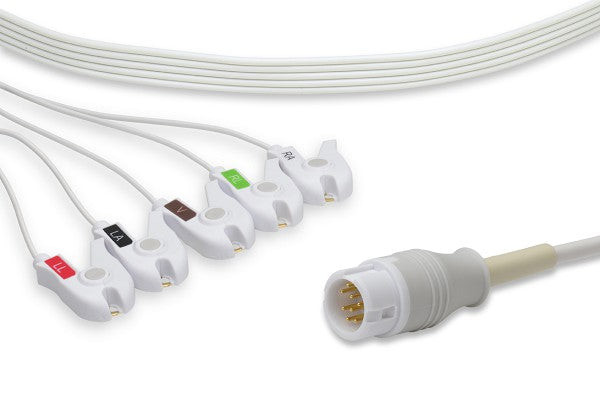 Cables & Sensors Philips Compatible Disposable Direct-Connect ECG Cable – 5 Leads Pinch/Grabber