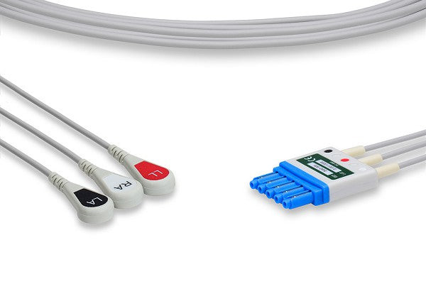 Cables & Sensors Criticare Compatible ECG Leadwire – 3 Leads Snap, For Patient Monitoring, Direct Fit