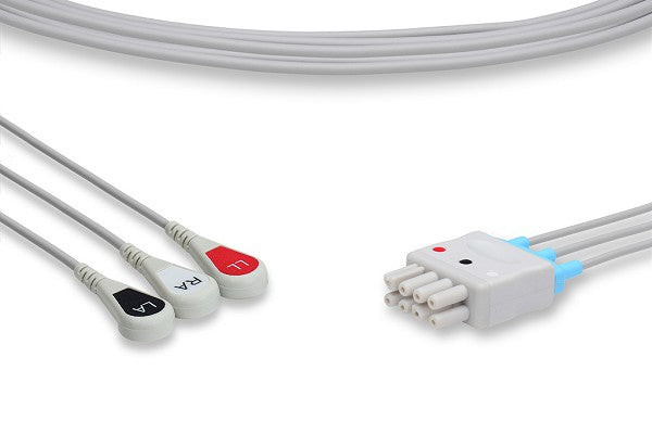 Cables & Sensors Nihon Kohden Compatible ECG Leadwire – 4 Configurations, 3 Leads Pinch/Grabber
