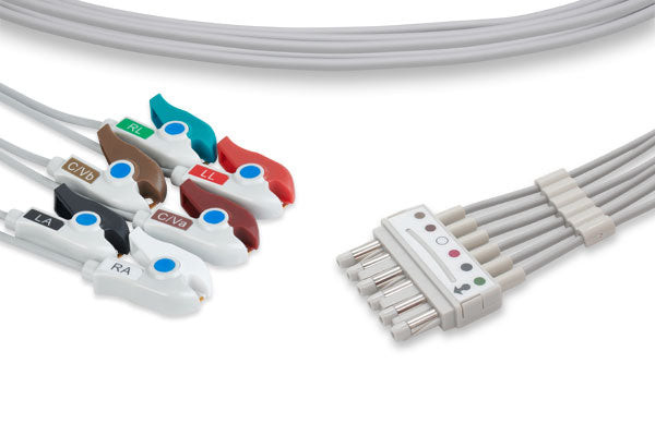 Cables & Sensors Spacelabs Compatible ECG Leadwire – 5 Leads Pinch/Grabber, For Patient Monitoring