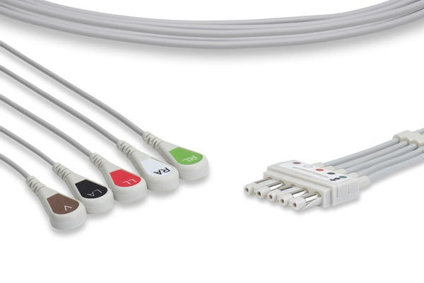 Cables & Sensors Spacelabs Compatible ECG Leadwire – 5 Leads Pinch/Grabber, For Patient Monitoring