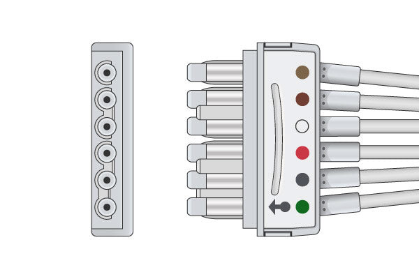 Cables & Sensors Spacelabs Compatible ECG Leadwire – 5 Leads Pinch/Grabber, For Patient Monitoring