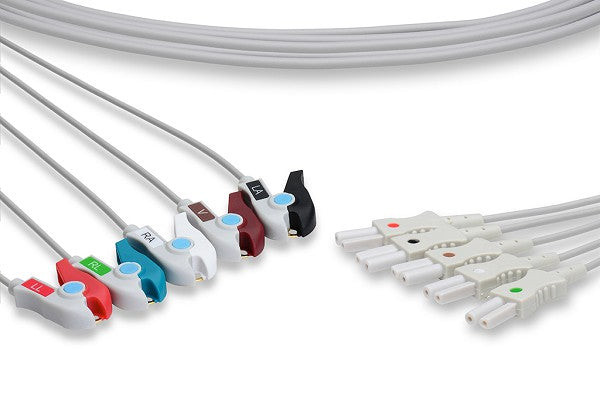Cables & Sensors Spacelabs Compatible ECG Leadwire – 2 Configurations, 5 Leads Pinch/Grabber