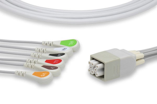 Cables & Sensors GE Healthcare > Marquette Compatible ECG Telemetry Leadwire – 5 Leads Pinch/Grabber