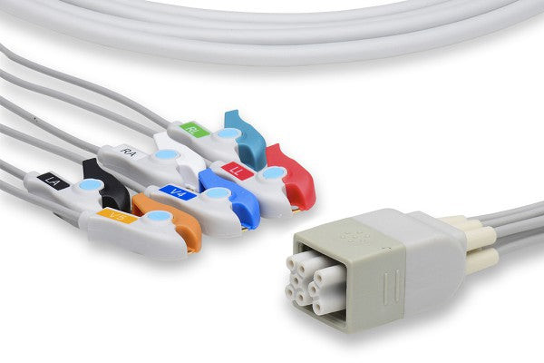 Cables & Sensors GE Healthcare > Marquette Compatible ECG Telemetry Leadwire – 5 Leads Pinch/Grabber