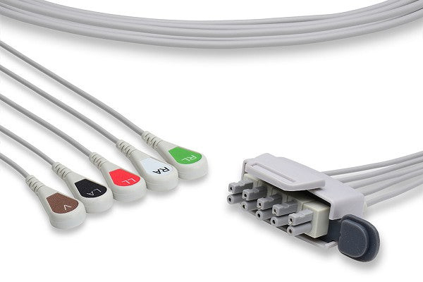 Cables & Sensors Philips Compatible ECG Telemetry Leadwire – 2 Configurations, 5 Leads Pinch/Grabber