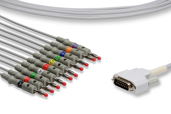 Cables & Sensors Nihon Kohden Compatible Direct-Connect EKG Cable – 10 Leads Pinch/Grabber 11 ft