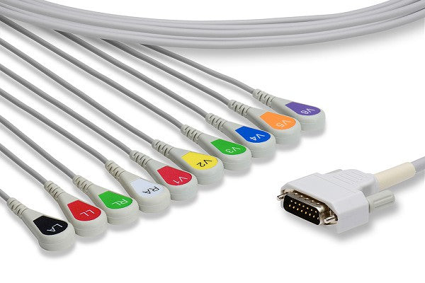 Cables & Sensors Nihon Kohden Compatible Direct-Connect EKG Cable – 10 Leads Pinch/Grabber 11 ft