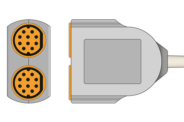 Cables & Sensors Draeger Compatible IBP Adapter Cable – Round, 10-Pin Connector, Keyed, For Patient Monitoring