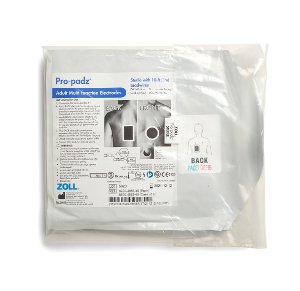 ZOLL Pro-Padz Sterile W/10 ft Leadwires, Single – for E Series, R Series, Pro-padz Electrode Line