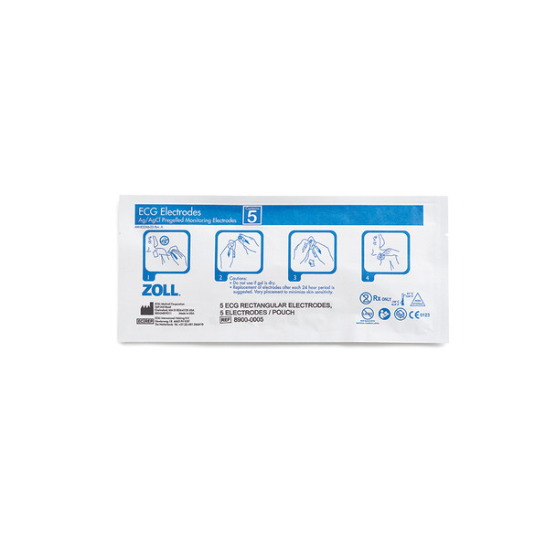 ZOLL ECG Rectangular Electrodes, 5 Per Pouch/500 Per Case – for AED Pro, E Series, Patient Monitoring