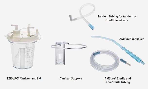 EZE-VAC Disposable Suction Canisters – Packaged 12 per case – 3 Configurations – For Waste fluid collection