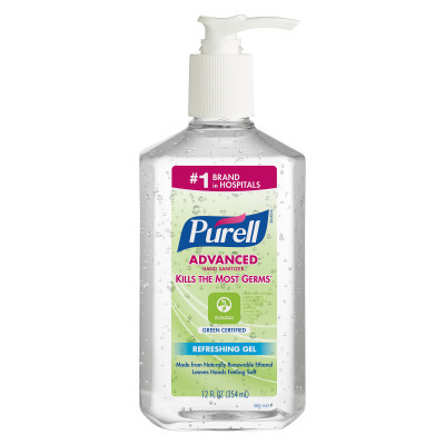 PURELL Advanced Hand Sanitizer Green Certified Gel – 12 fl oz Table Top Pump Bottle – Packaged 12 per case