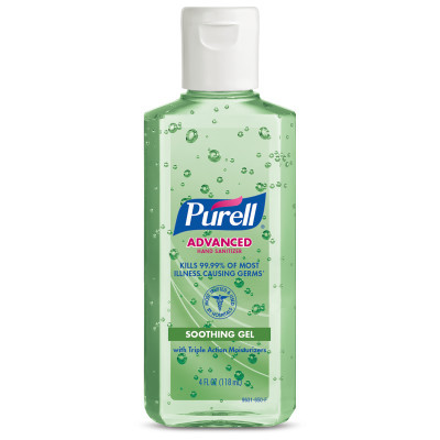 PURELL Advanced Hand Sanitizer Soothing Gel – 4 fl oz Portable Flip Cap Bottle – Packaged 24 per case