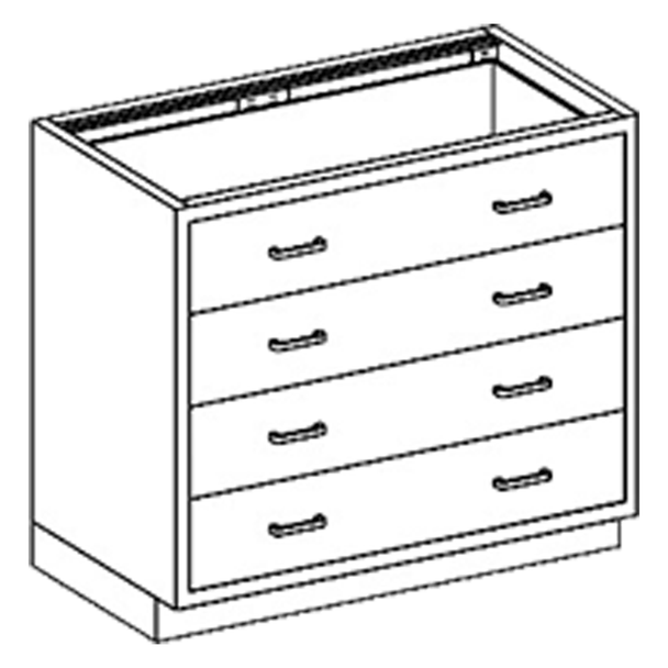 Blickman Double Drawer Base Medical Supply Cabinet – 35 in W x 35 3/4 in H x 22 in D – Medical Grade Casework