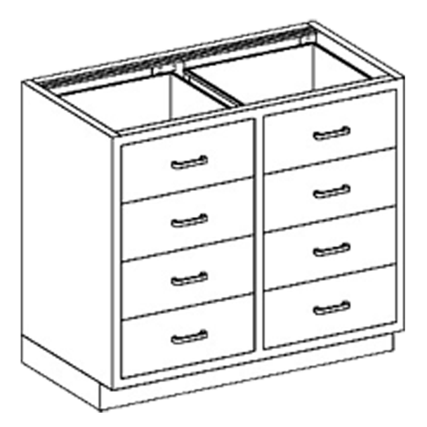 Blickman Double Drawer Base Medical Supply Cabinet – 35 in W x 35 3/4 in H x 22 in D – Medical Grade Casework