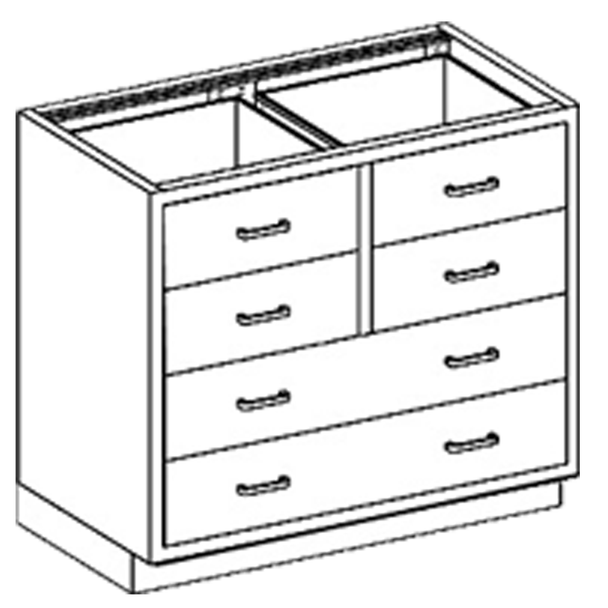 Blickman Double Drawer Base Medical Supply Cabinet – 35 in W x 35 3/4 in H x 22 in D – Medical Grade Casework