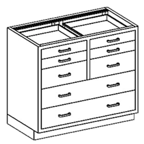 Blickman Double Drawer Base Medical Supply Cabinet – 35 in W x 35 3/4 in H x 22 in D – Medical Grade Casework