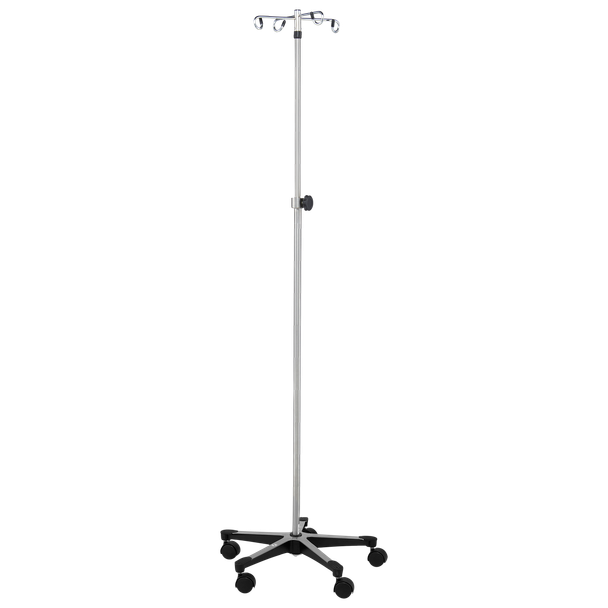Blickman 5-Leg Chrome IV Stand – Height Adjustable – Swivel Caster Base – for Hospital and Clinic Use
