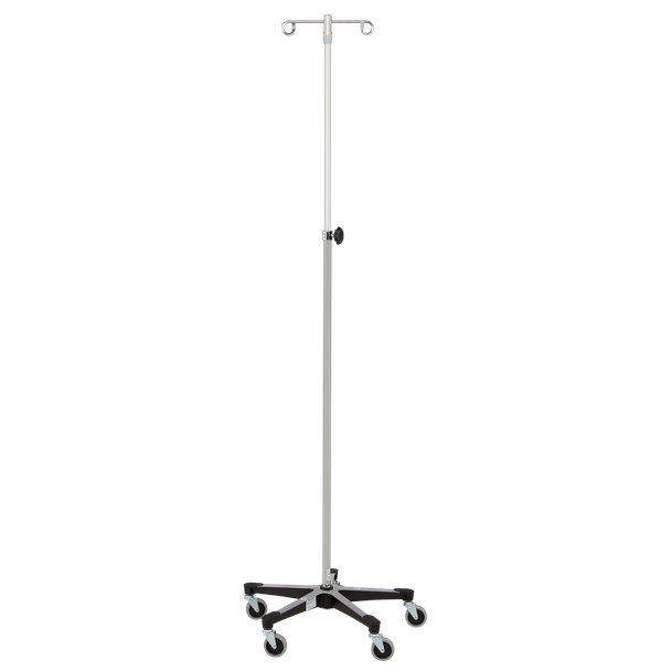 Blickman 5-Leg Chrome IV Stand – Height Adjustable – Swivel Caster Base – for Hospital and Clinic Use