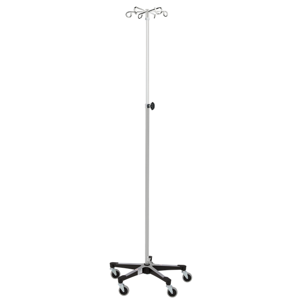 Blickman 5-Leg Chrome IV Stand – Height Adjustable – Swivel Caster Base – for Hospital and Clinic Use