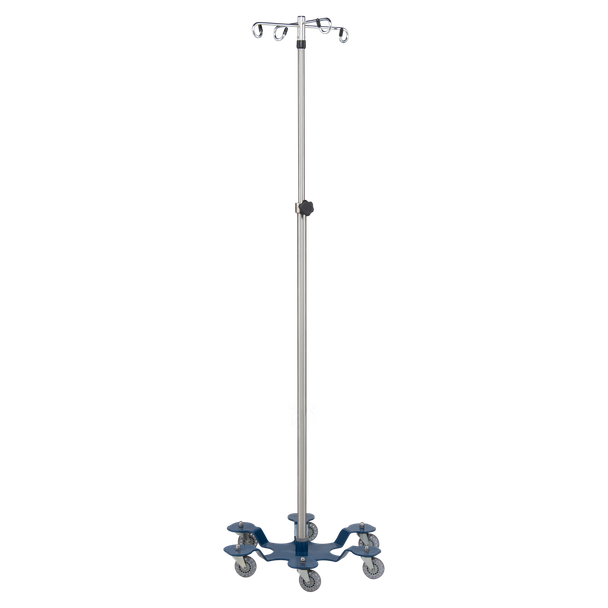 Blickman 6-Leg Chrome IV Stand – Height Adjustable – Swivel Caster Base – for Hospital and Clinic Use