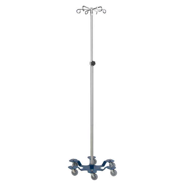 Blickman 6-Leg Chrome IV Stand – Height Adjustable – Swivel Caster Base – for Hospital and Clinic Use