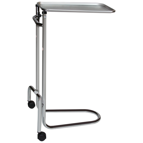 Blickman Double Pole Chrome Mayo Stand – Height Adjustable Tray – for Operating Room Use – with Swivel Casters