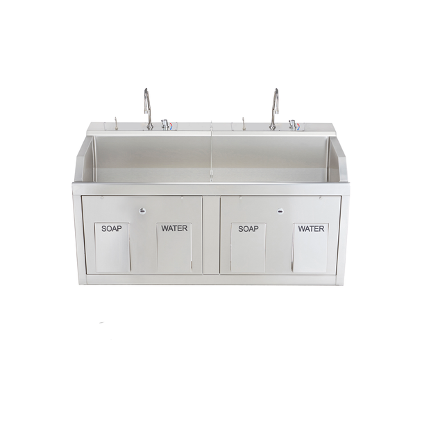 Blickman Lodi Scrub Sink (Double Station) – for Surgical Scrub Areas – Hands-Free Faucet Options – Steel Build