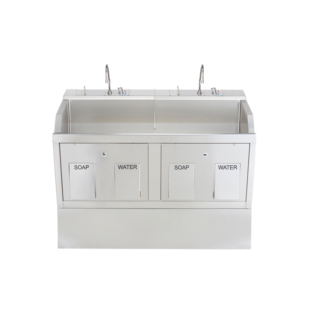 Blickman Lodi Scrub Sink (Double Station) – for Surgical Scrub Areas – Hands-Free Faucet Options – Steel Build