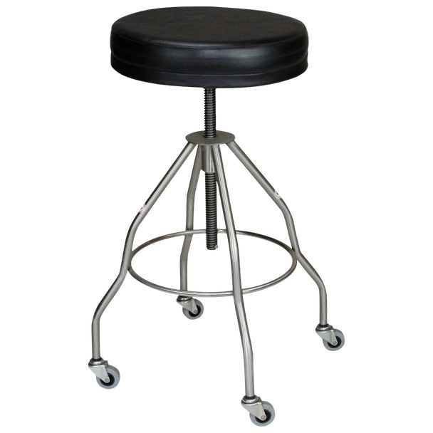 Blickman Clifton Exam Stool – 15 in Diameter – Height Adjustable Seat – Vinyl Upholstered Seat – Steel Build