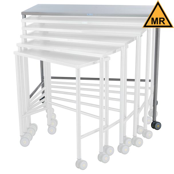 Blickman MR Nested Medical Table – Stainless Steel Construction – Lower Shelf and H-Brace – Steel Build