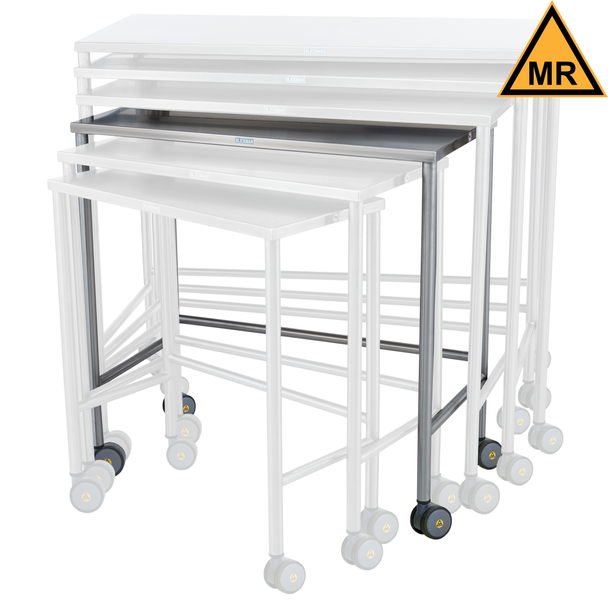 Blickman MR Nested Medical Table – Stainless Steel Construction – Lower Shelf and H-Brace – Steel Build