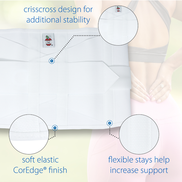 Core Products Dual Pull Elastic Crisscross Back Support Belt – 6 Configurations – Sizes Small to X Large